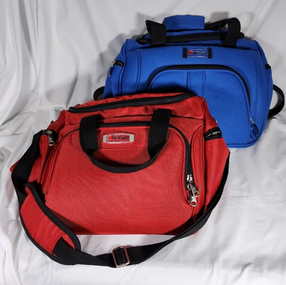Delsey Carry-On Weekender Travel Duffle Bag w/ Strap Red/Black/Blue 2 available.